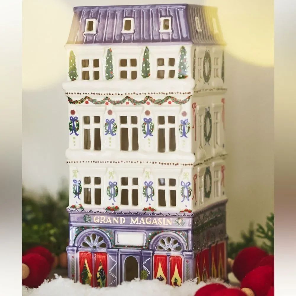 NWT ANTHROPOLOGIE Ceramic Holiday HouseβDepartment Store Purple White